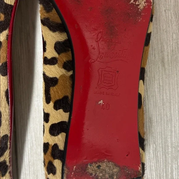 Christian Louboutin Red and Leopard Print Flats    Size 10 - Picture 8 of 13